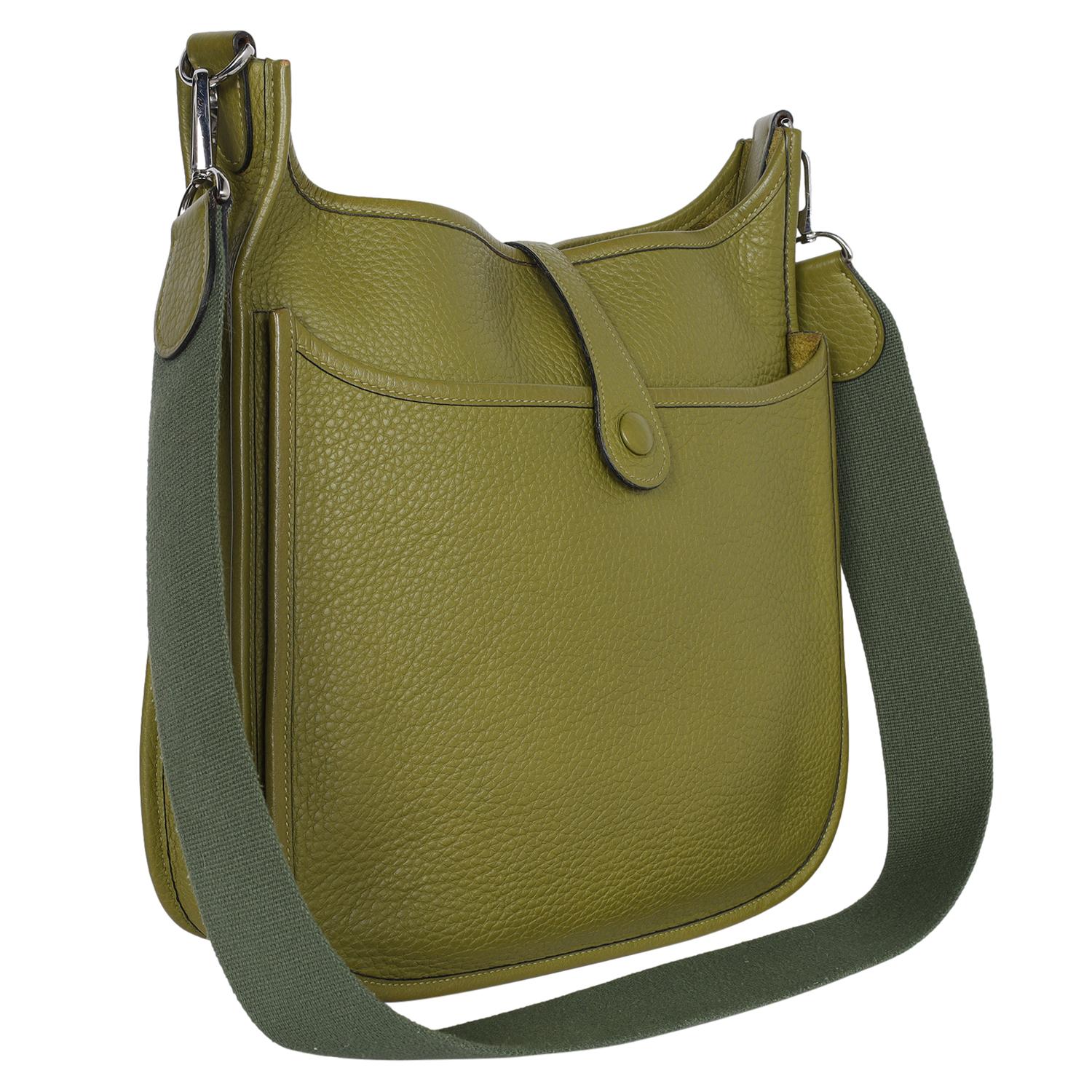 Hermes Green Leather Evelyn II GM □J Shoulder Bag 2006 For Sale 5