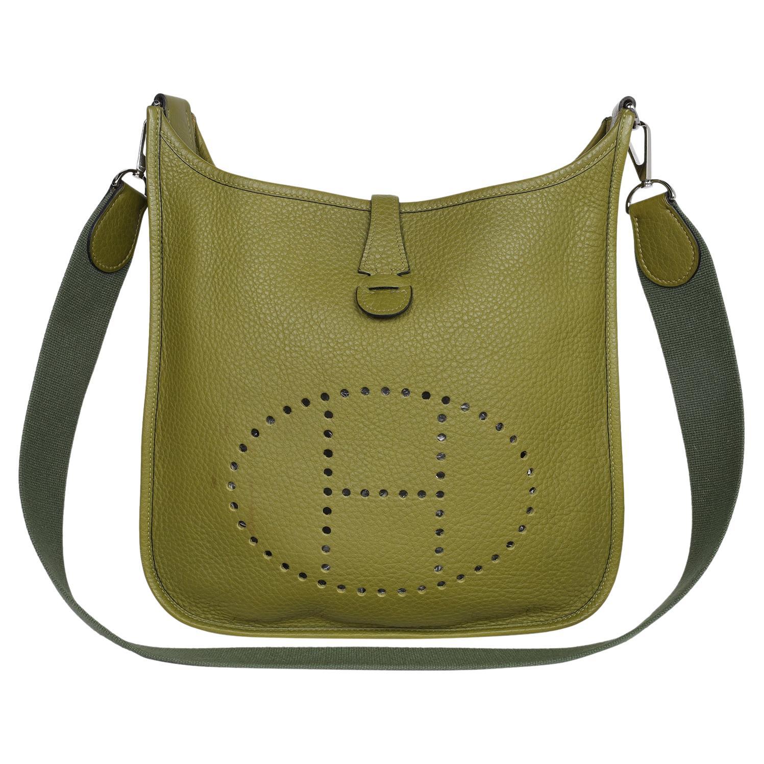 Hermes Green Leather Evelyn II GM □J Shoulder Bag 2006 For Sale