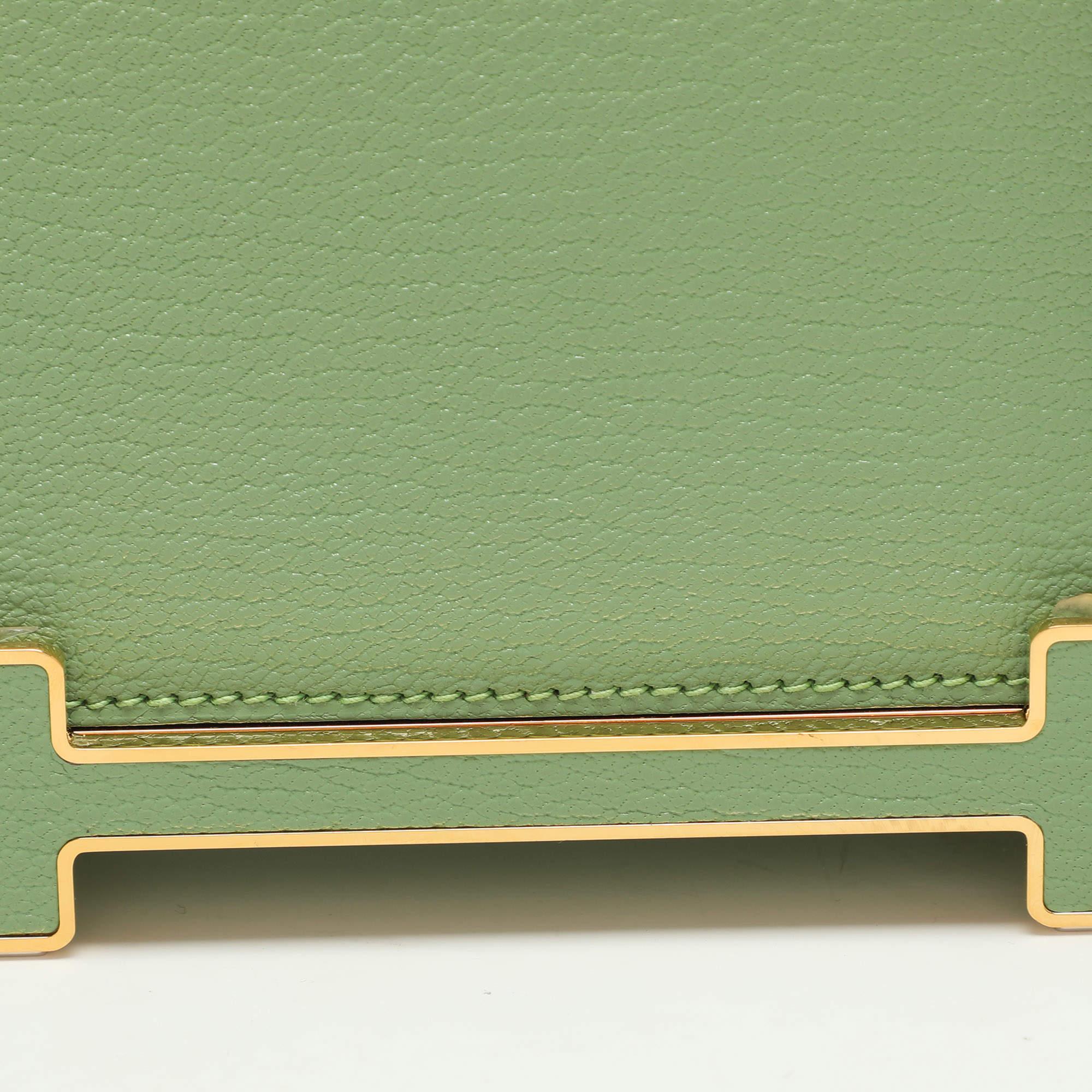 Women's Hermes Green Leather Geta Shoulder Bag For Sale