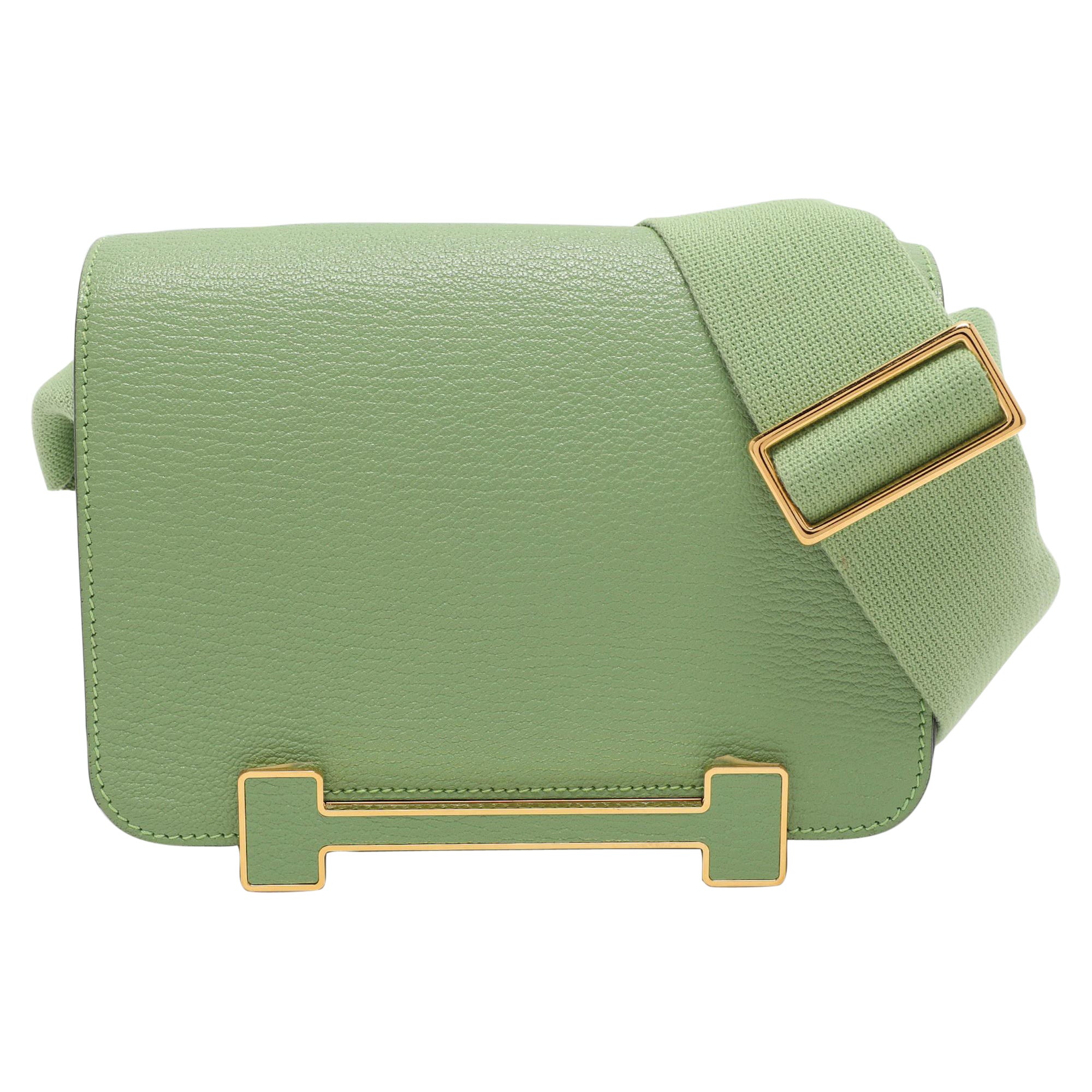 Hermes Green Leather Geta Shoulder Bag