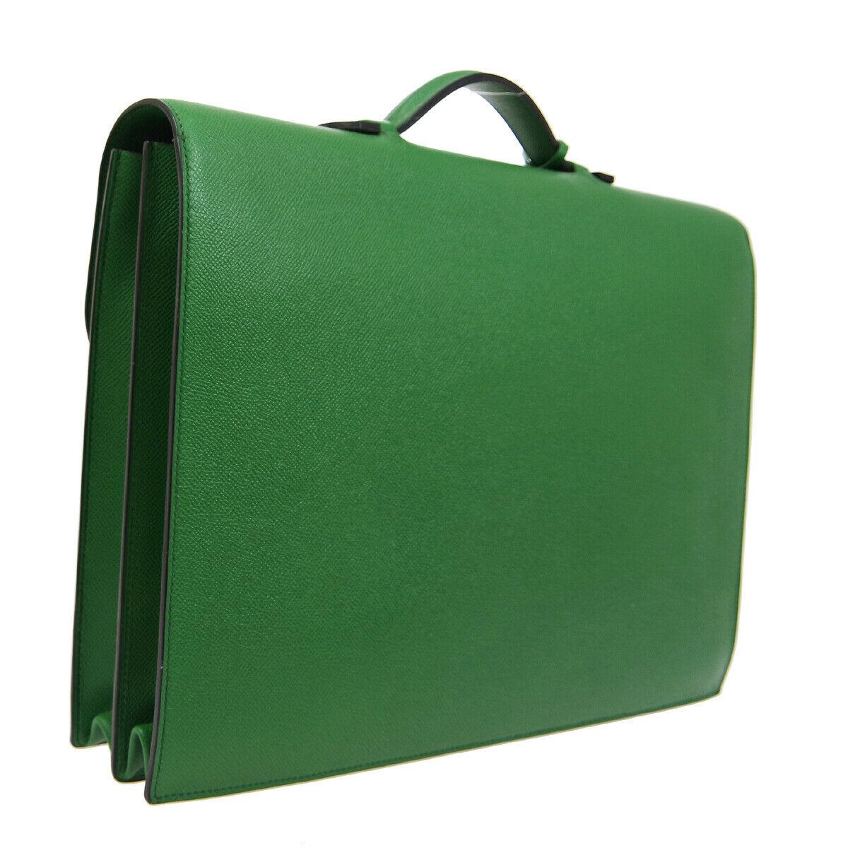 green leather briefcase
