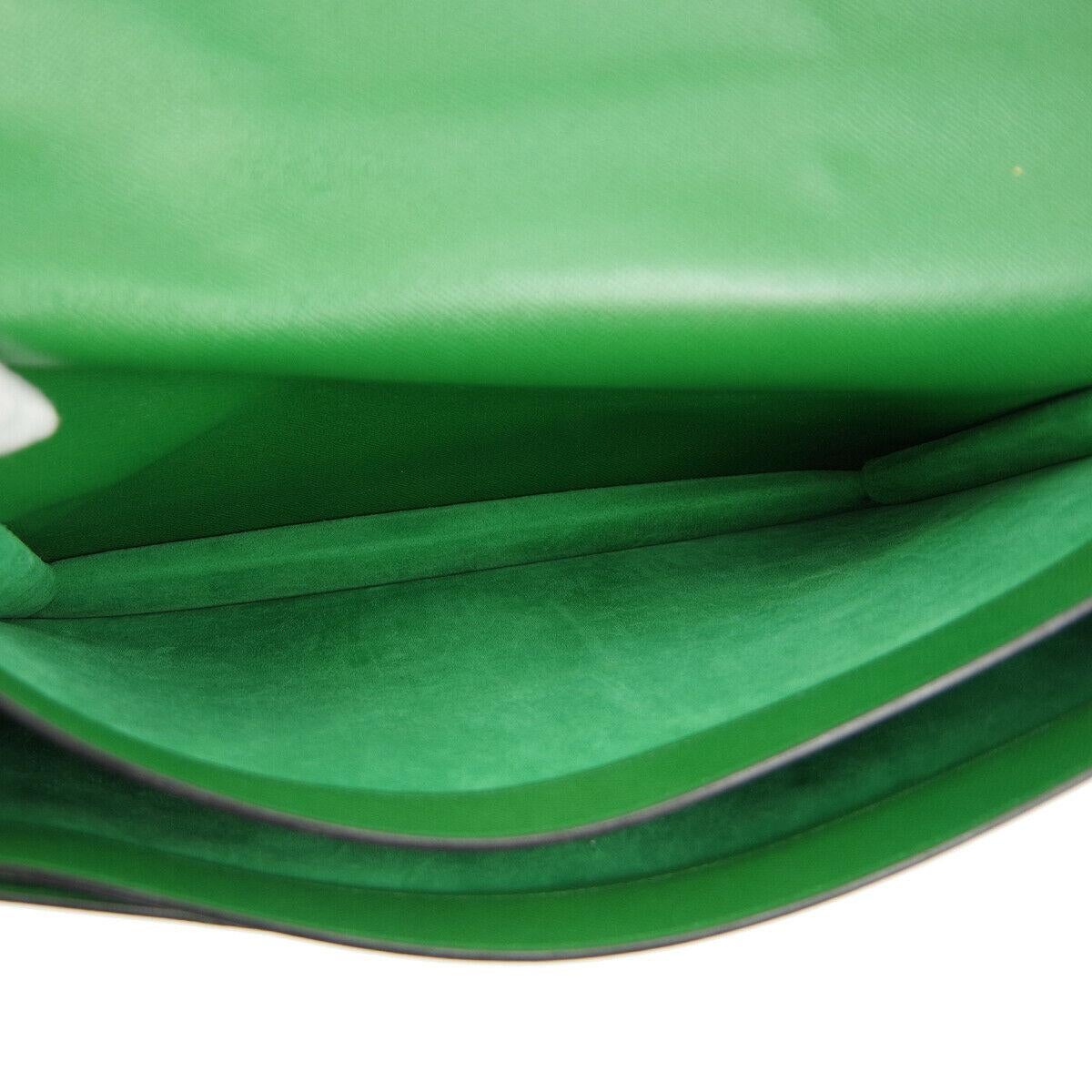 Hermes Green Leather Gold Top Handle Satchel Men's Travel Briefcase Bag in Box In Good Condition For Sale In Chicago, IL
