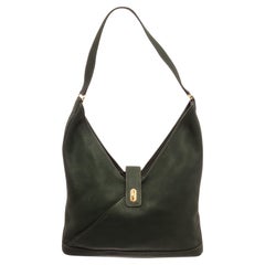 Hermes Green Leather Hobo Bag