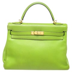Hermes Green Leather Kelly 32cm Handbag