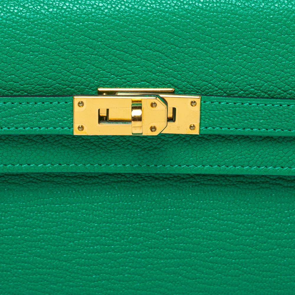 Hermes Green Leather Kelly Longue Wallet 3