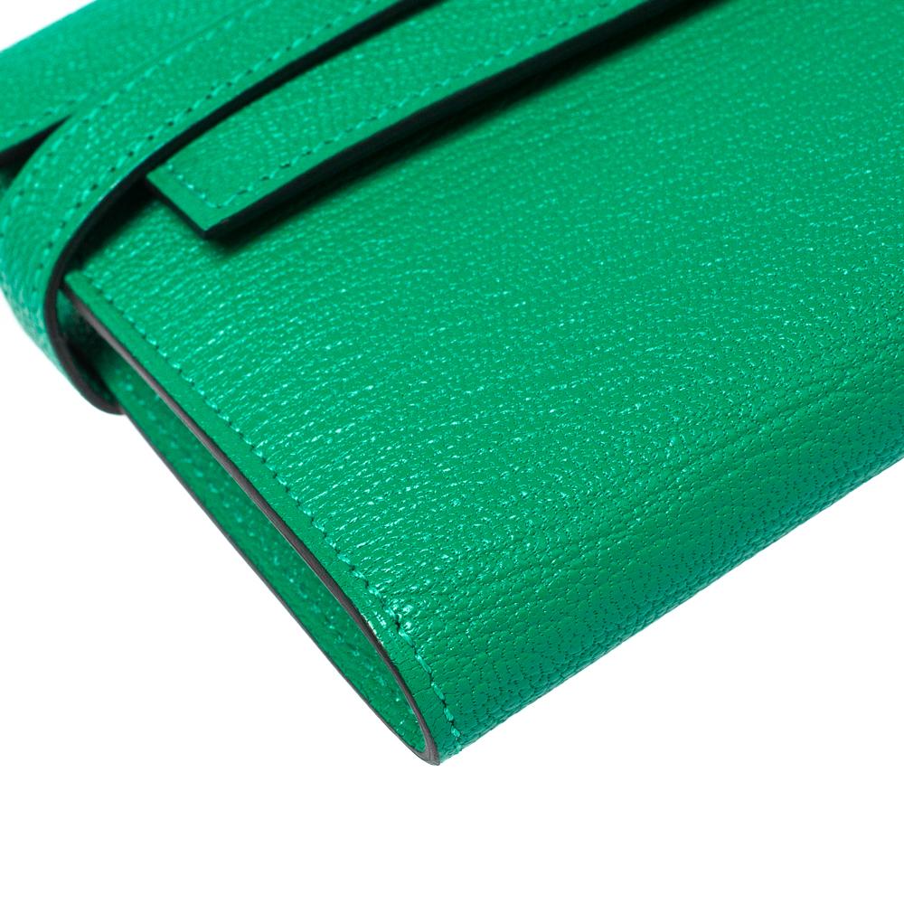 Hermes Green Leather Kelly Longue Wallet 1