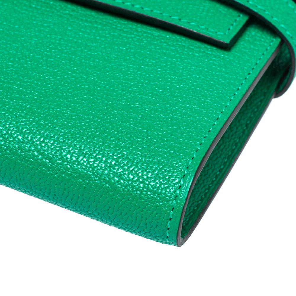 Hermes Green Leather Kelly Longue Wallet 2