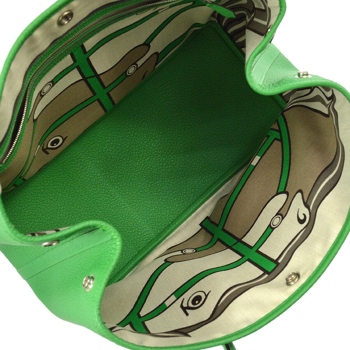 Hermes Green Leather Large Carryall Travel Garden Top Handle Satchel Tote Bag 2