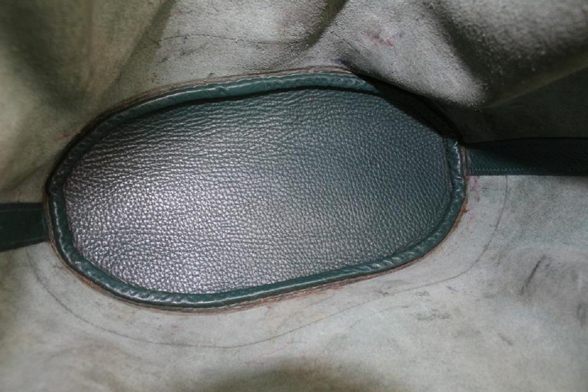 Gray Hermès Green Leather Market GM Drawstring Bucket Hobo Bag 108h22 For Sale