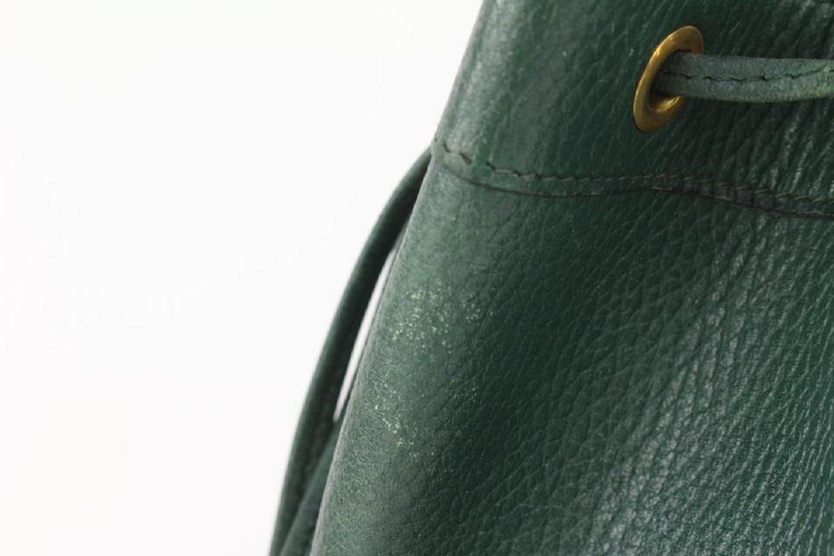 Hermès Green Leather Market GM Drawstring Bucket Hobo Bag 108h22 For Sale 3