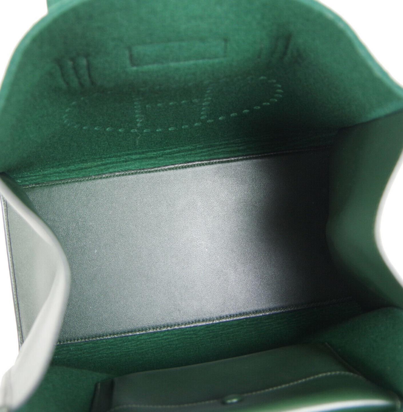 Hermes Green Leather Men's Women's Carryall Top Handle Satchel Travel Tote Bag  1