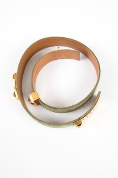 Hermes Green Medor Suede Leather Belt