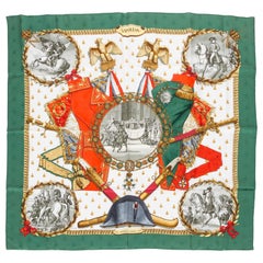 Hermès Écharpe en soie verte Napoléon Napoléon