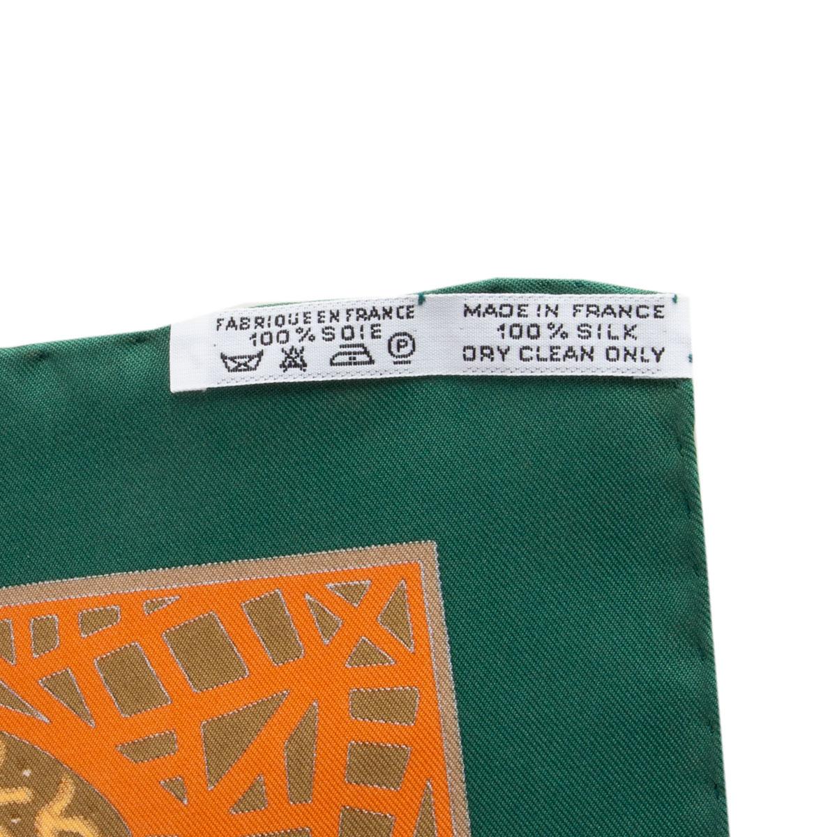Women's or Men's Hermes green orange LES BALLETS RUSSES 90 silk twill Scarf