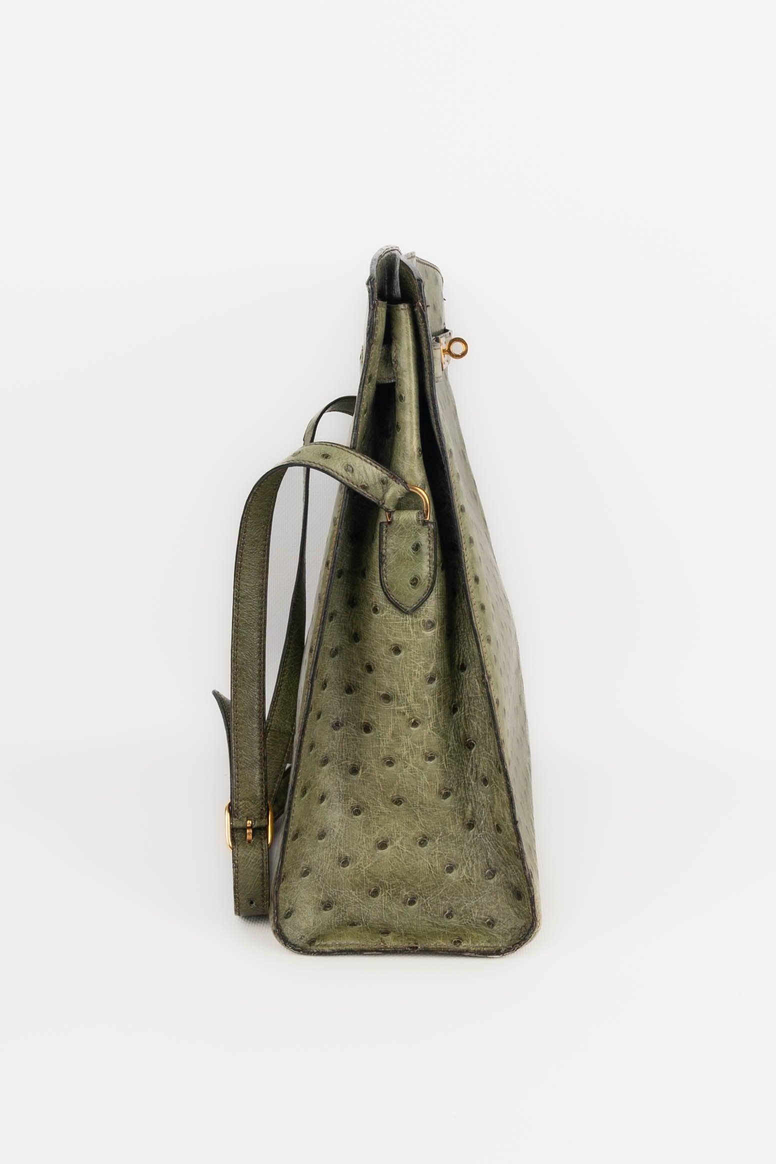 Women's Hermès Green Ostrich Leather Kelly Sport Bag, 1987