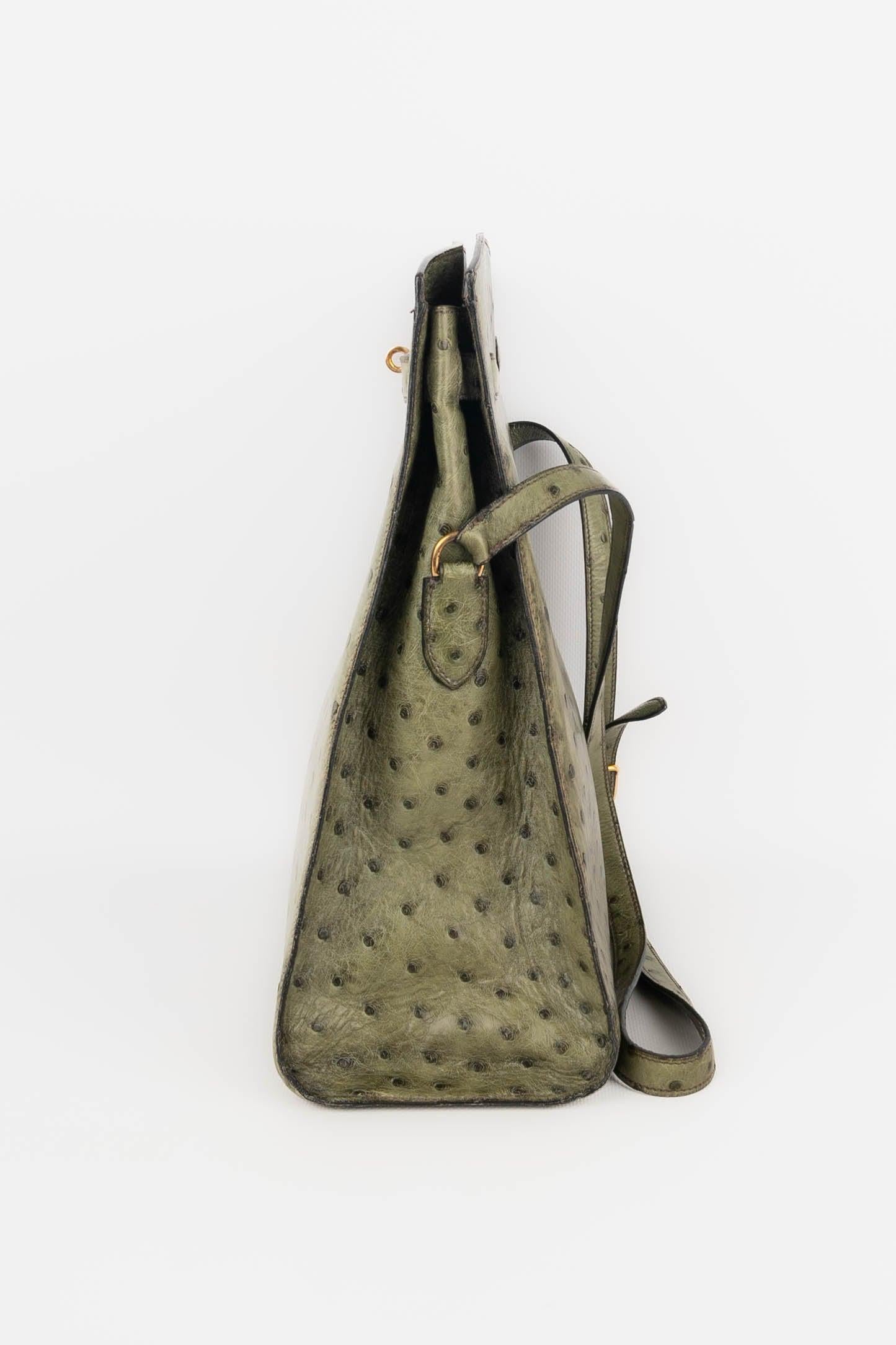 Hermès Green Ostrich Leather Kelly Sport Bag, 1987 2