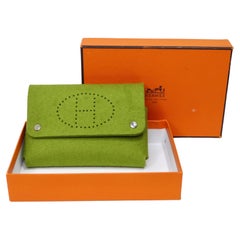 Hermès Green Perforated Felt Evelyn Flap Pouch 