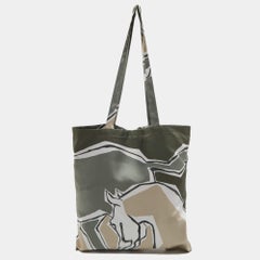 Hermes Green Printed Silk Tote