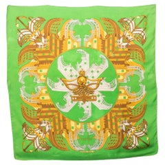 Hermes Green Proues by P Ledoux Silk Scarf