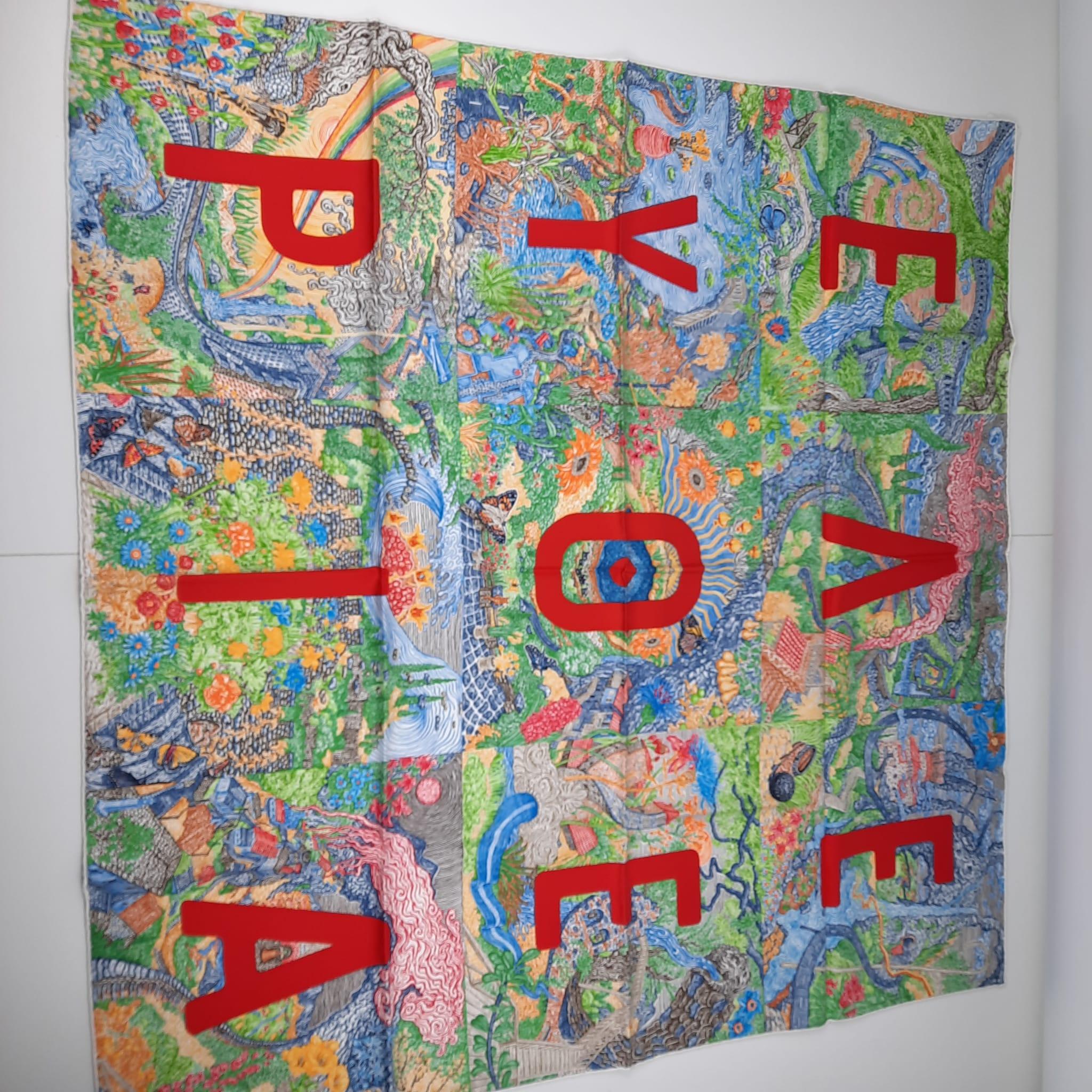 Hermes Green / Red / Blue Eleftheria scarf 90 In New Condition In Nicosia, CY