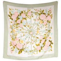 Hermes Green Romantique by Maurice Tranchant Silk Scarf