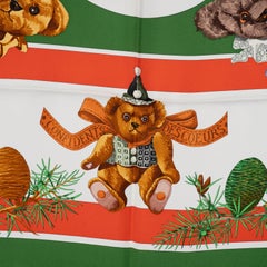 Écharpe CONFIDENTS DES COEURS 90 TWILL HERMÈS vert soie rouge vert