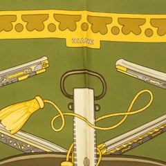 HERMES green silk DIANE 90 TWILL Scarf