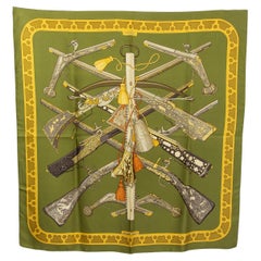 HERMES green silk DIANE 90 TWILL Scarf