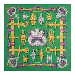 Sciarpa HERMES FERRONNERIE 90 Twill in seta verde