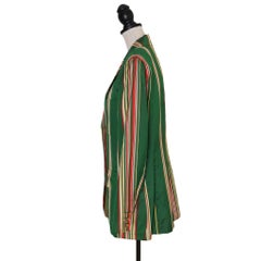 Hermès Green Striped Wild Silk Vintage Blazer