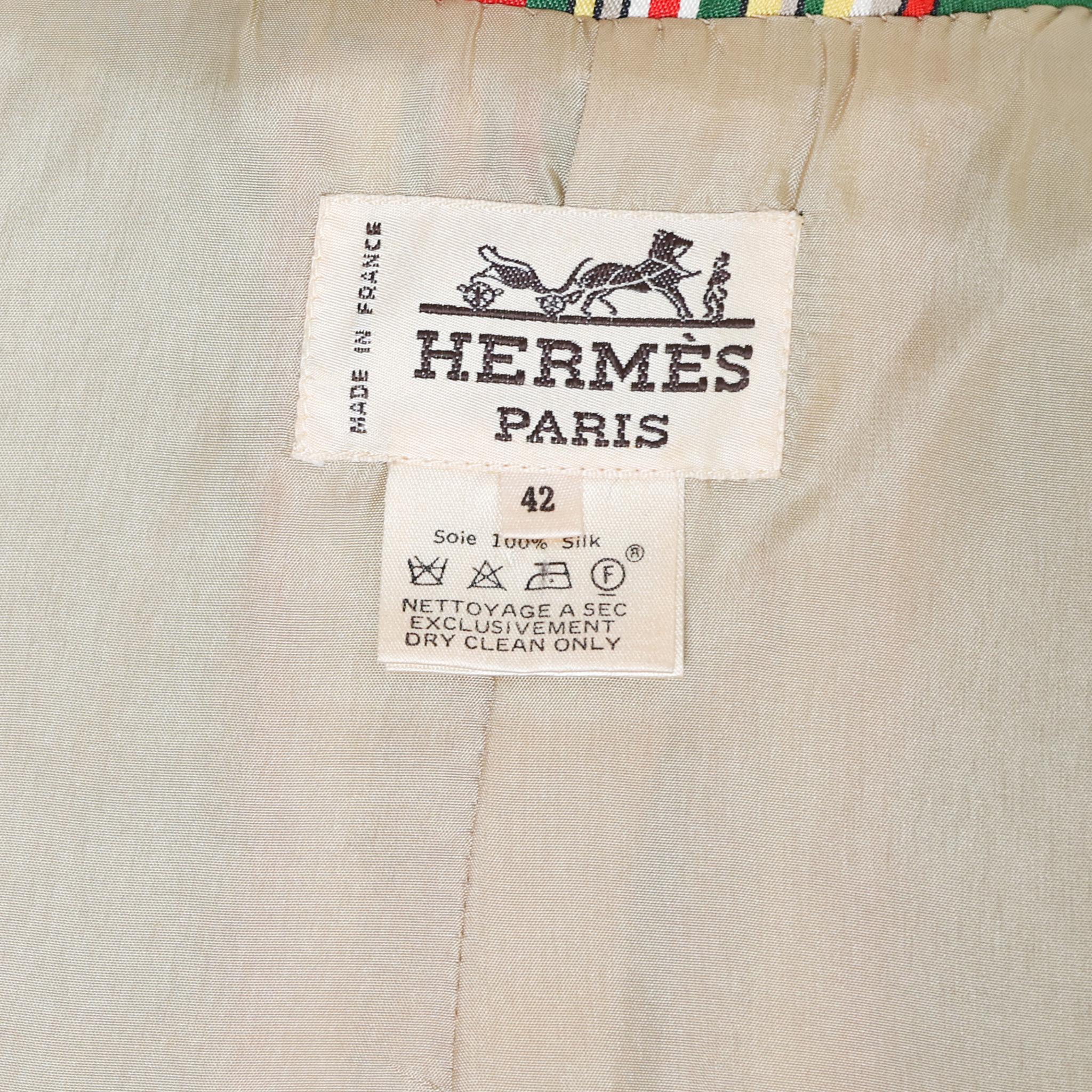 Women's Hermès Green Striped Wild Silk Vintage Blazer