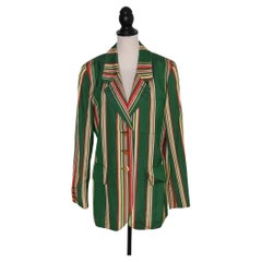 Hermès Green Striped Wild Silk Vintage Blazer