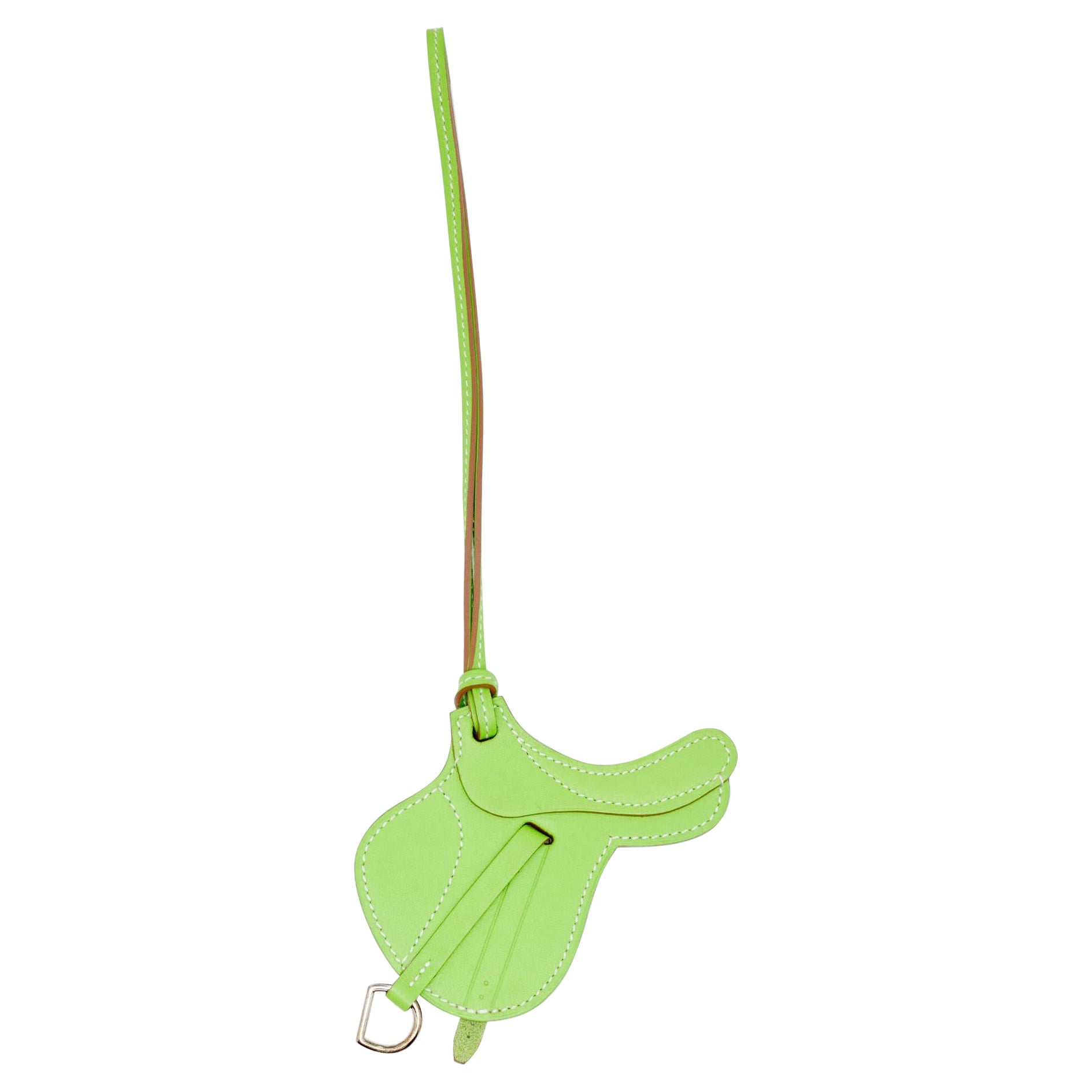Hermes Green Swift Leather Paddock Selle Bag Charm