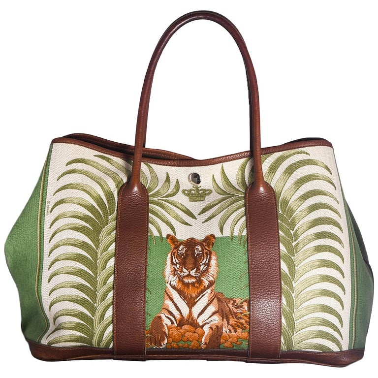 Hermes Green Tigre Royale Garden Party Limited Edition Tote at 1stDibs ...