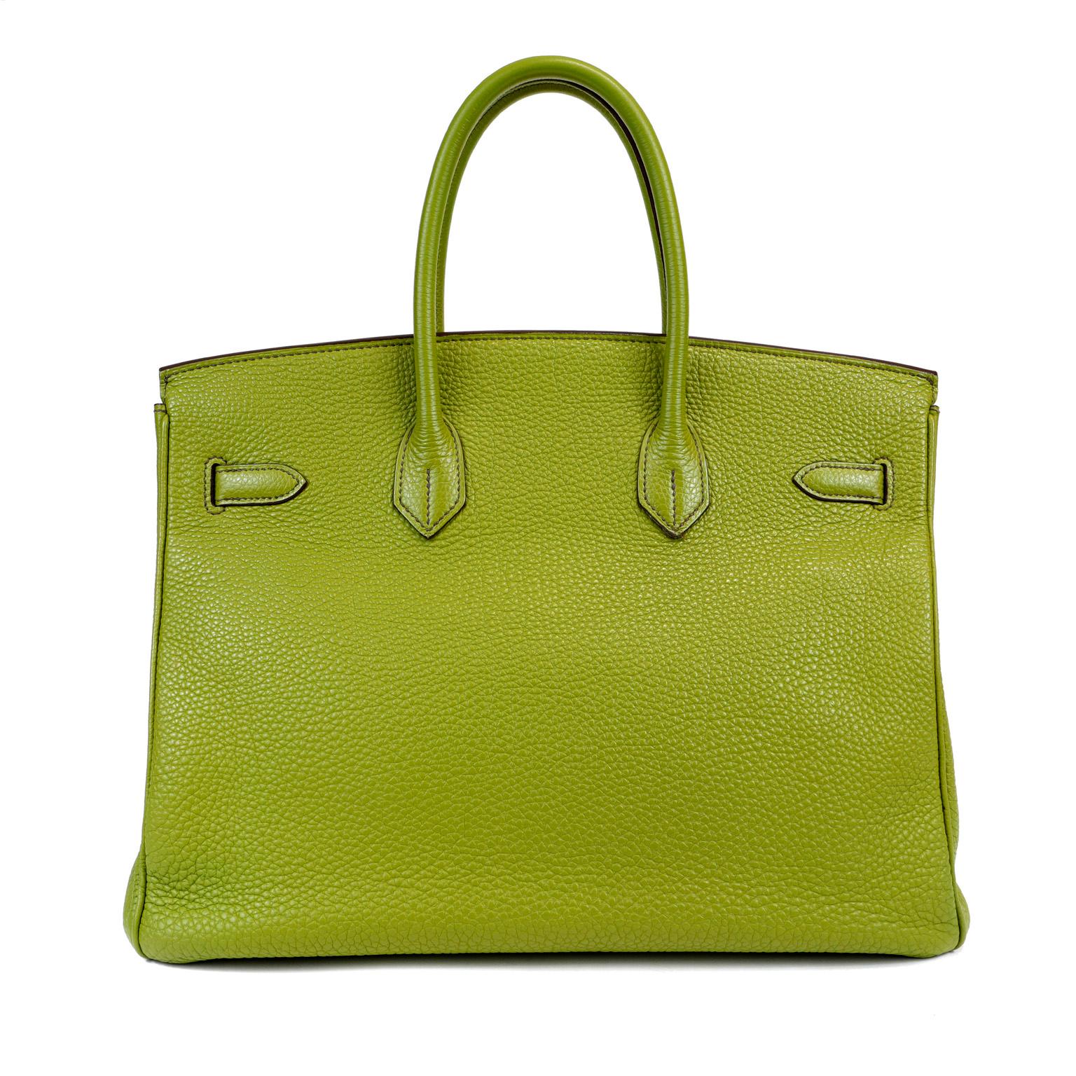 Hermès Grün Togo 35 cm Birkin mit Gold Hardware (Braun)