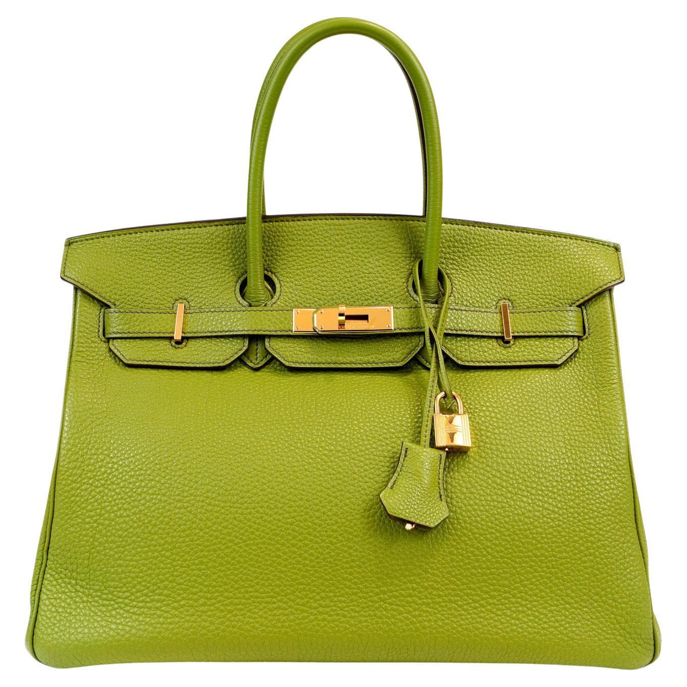 Hermès Grün Togo 35 cm Birkin mit Gold Hardware