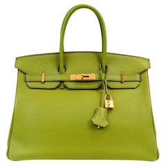 Hermes Birkin Bag 35cm Malachite Green Togo Palladium Hardware