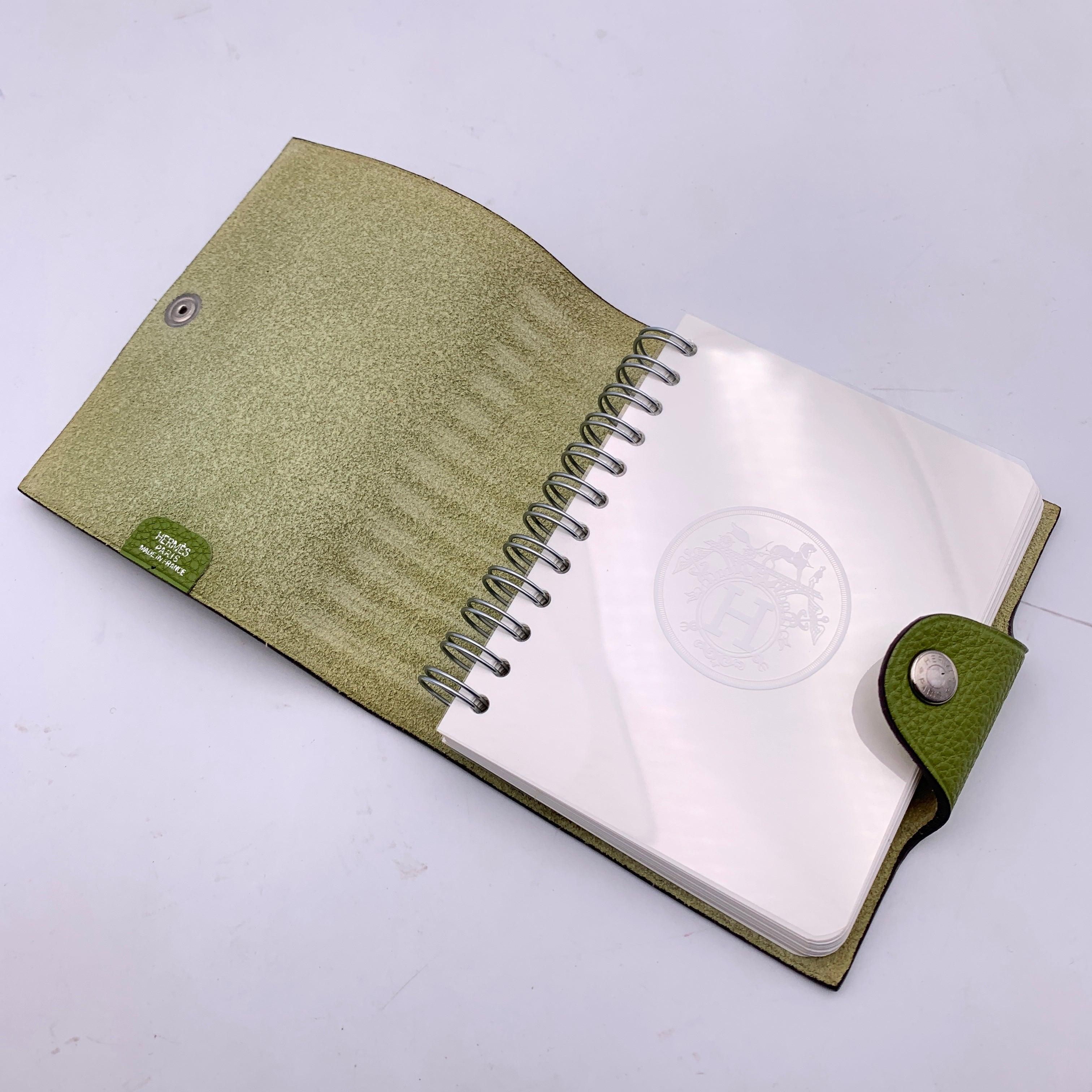 Women's or Men's Hermes Green Togo Leather Ulysse Mini Notebook cover with Refill For Sale