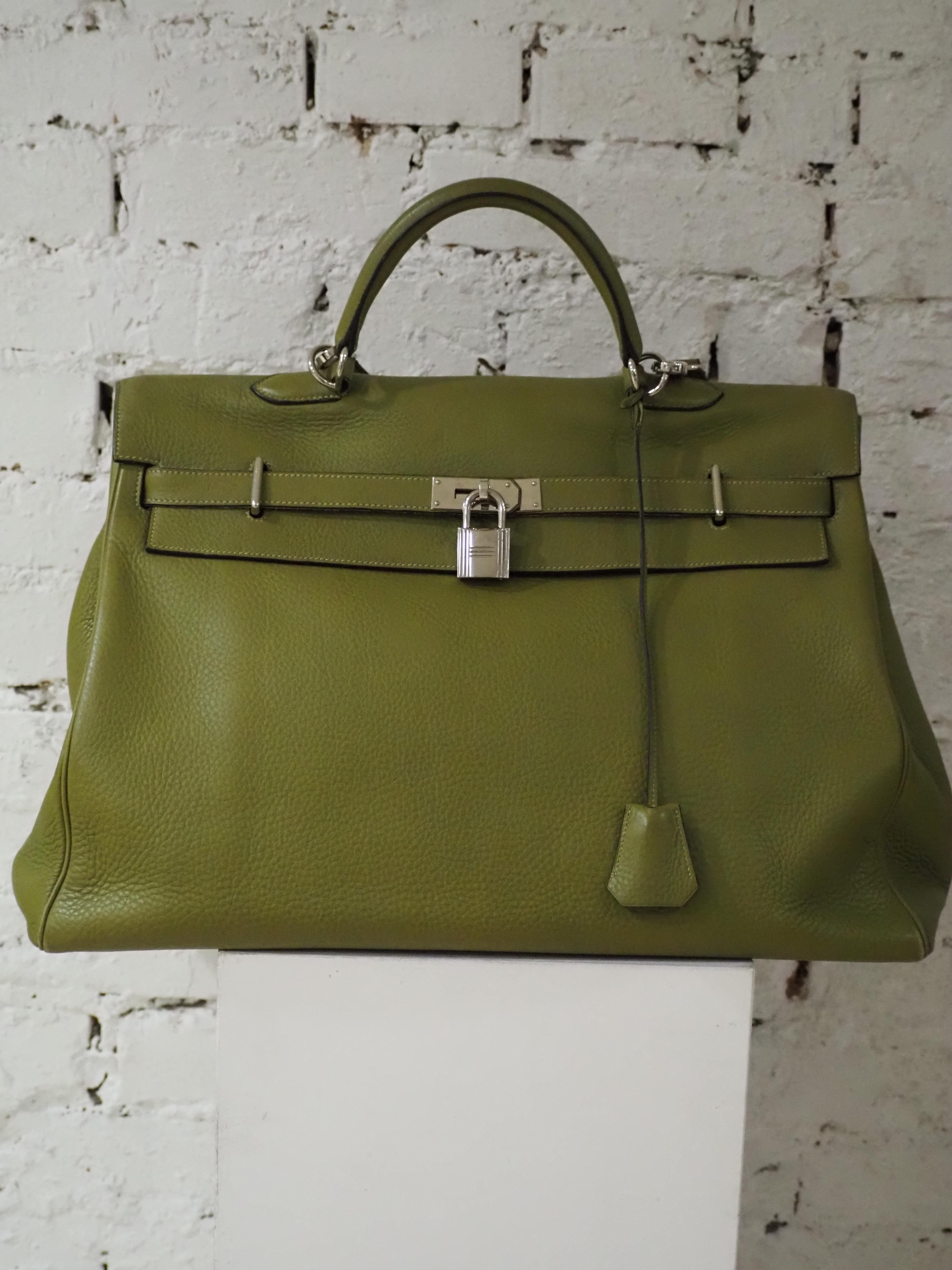 Hermès green travel bag kelly 50   2