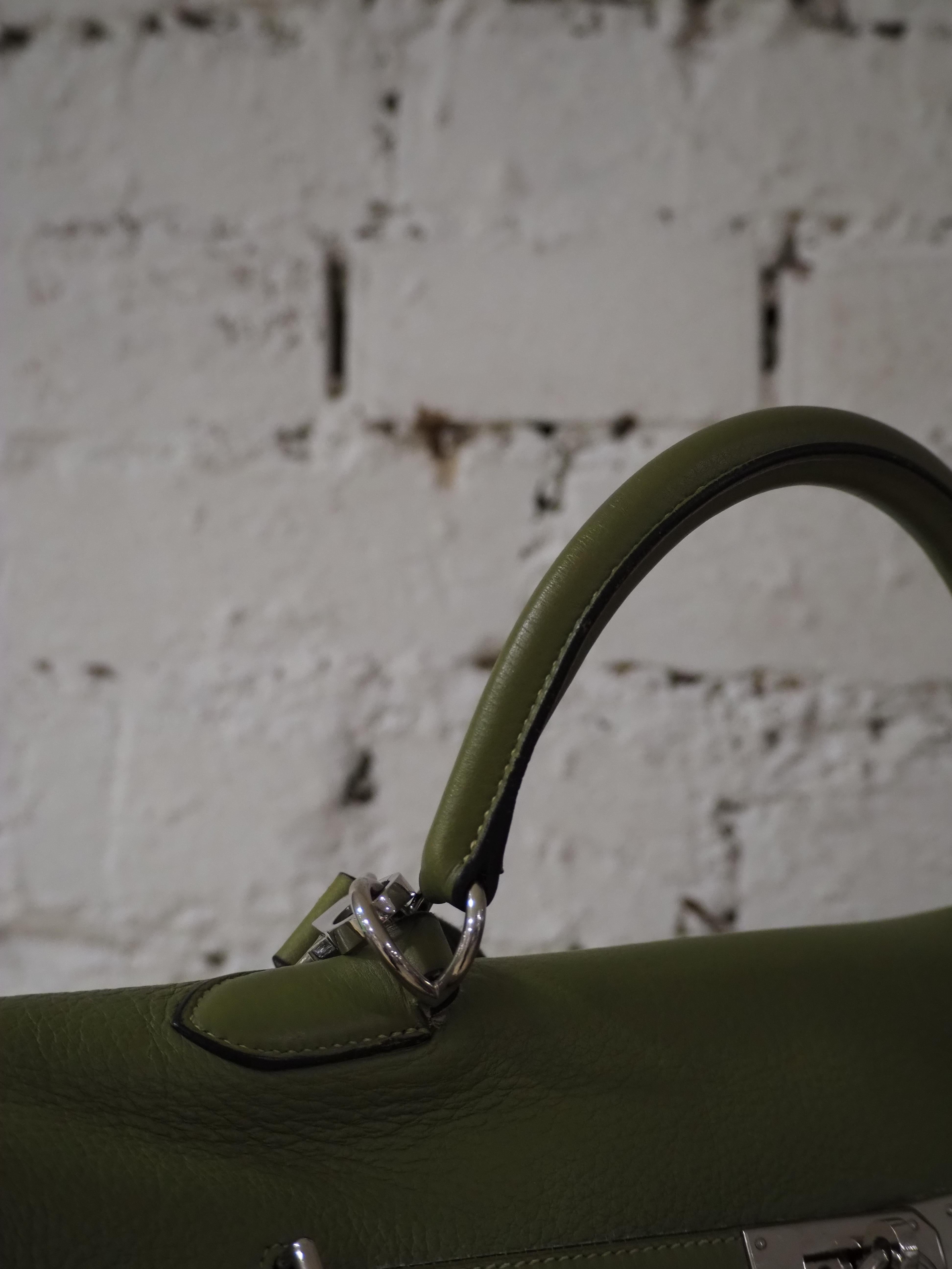 Hermès green travel bag kelly 50 4