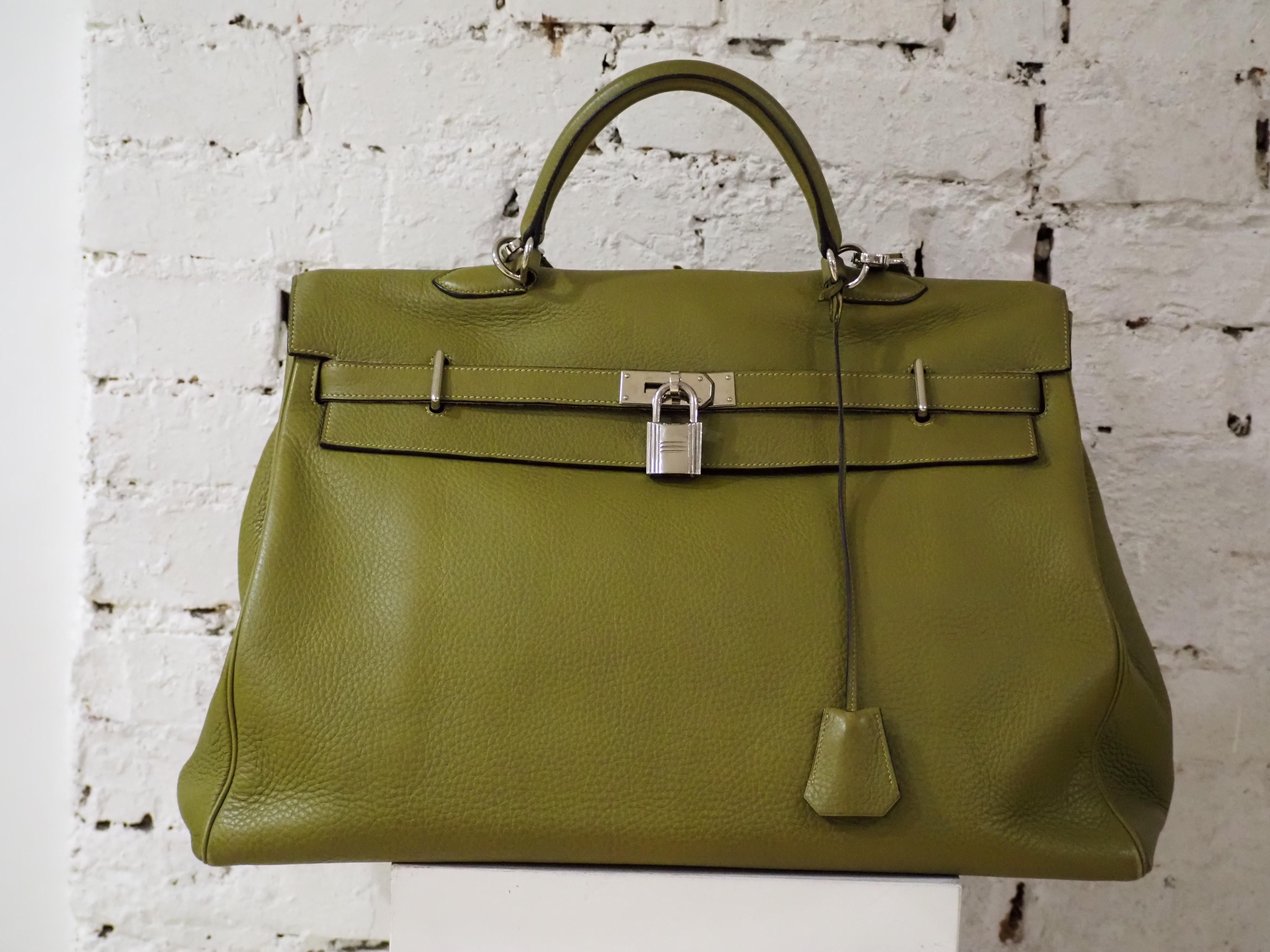 Hermès green travel bag kelly 50   1