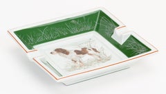 Hermès Green White Porcelain Sprinter Dog Ashtray