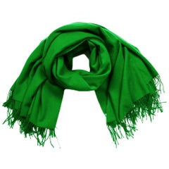 Hermes Green Wool/Cashmere 70x50" Throw Blanket/Shawl