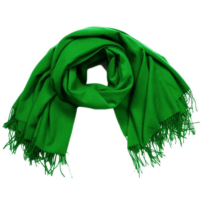 Hermes Green Wool/Cashmere 70x50" Throw Blanket/Shawl at 1stDibs