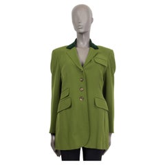 HERMES green wool VELVET COLLAR Blazer Jacket 40 M VINTAGE
