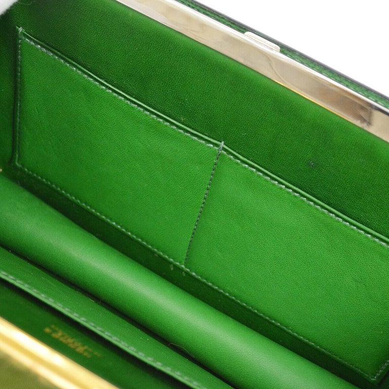 Hermes Green Yellow Blue Leather Boat 2 in 1 Clutch Evening Shoulder ...