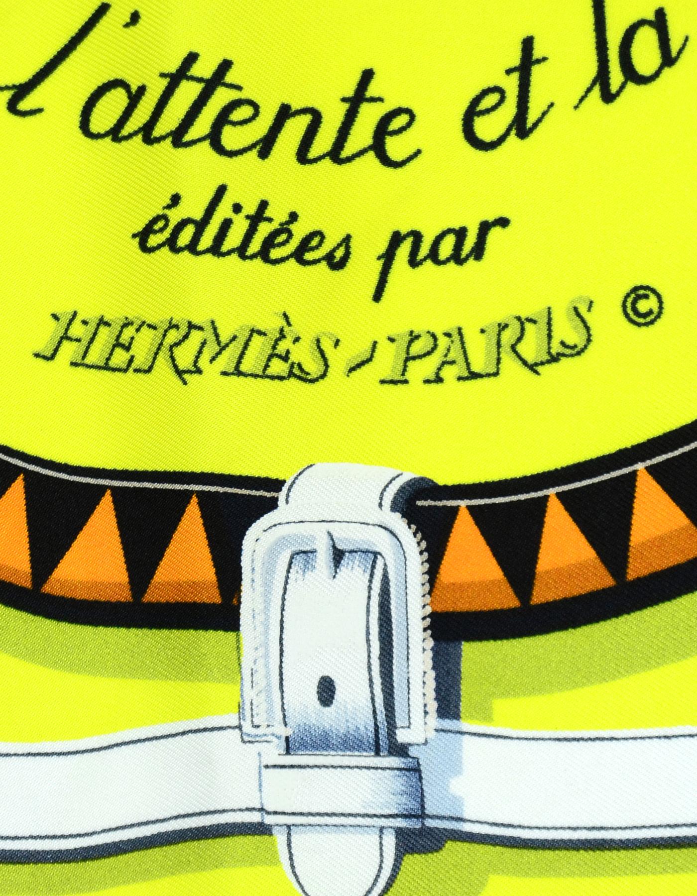 Hermes Green/Yellow Couvertures Et Tenues De Jour 90cm Silk Scarf 3
