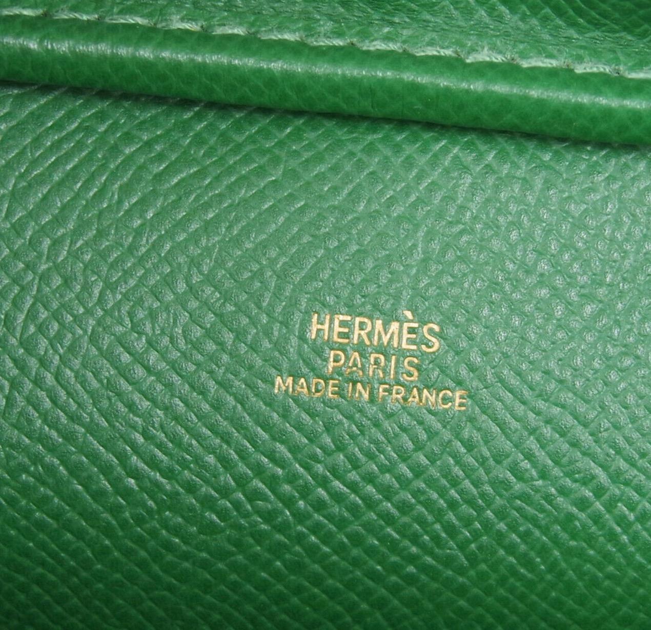 Hermes Green Yellow Leather Gold Evening Top Handle Satchel Bag In Good Condition In Chicago, IL