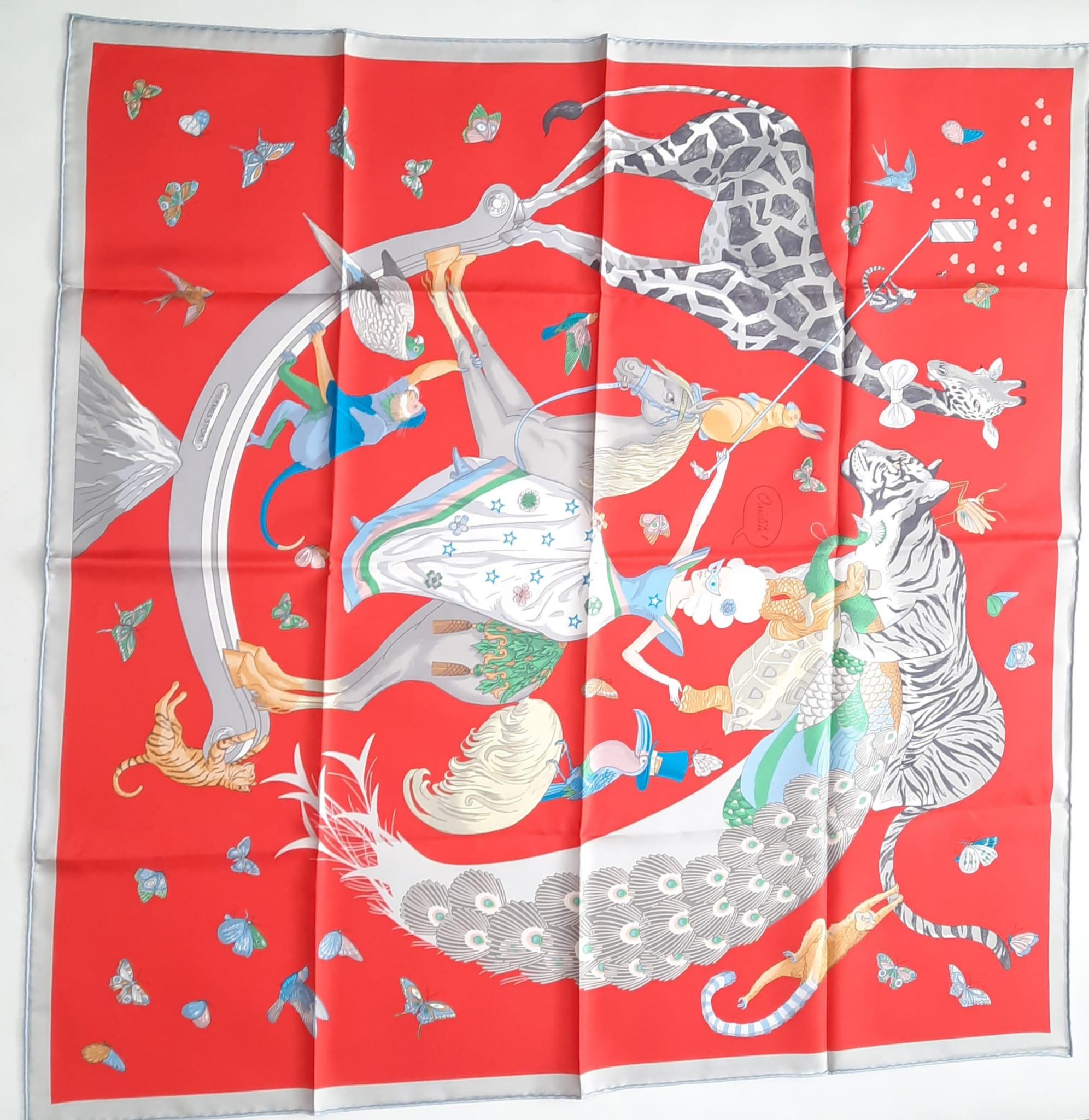 Hermes Grenadine / Gris / Vert Hermes Story scarf 90 In New Condition In Nicosia, CY