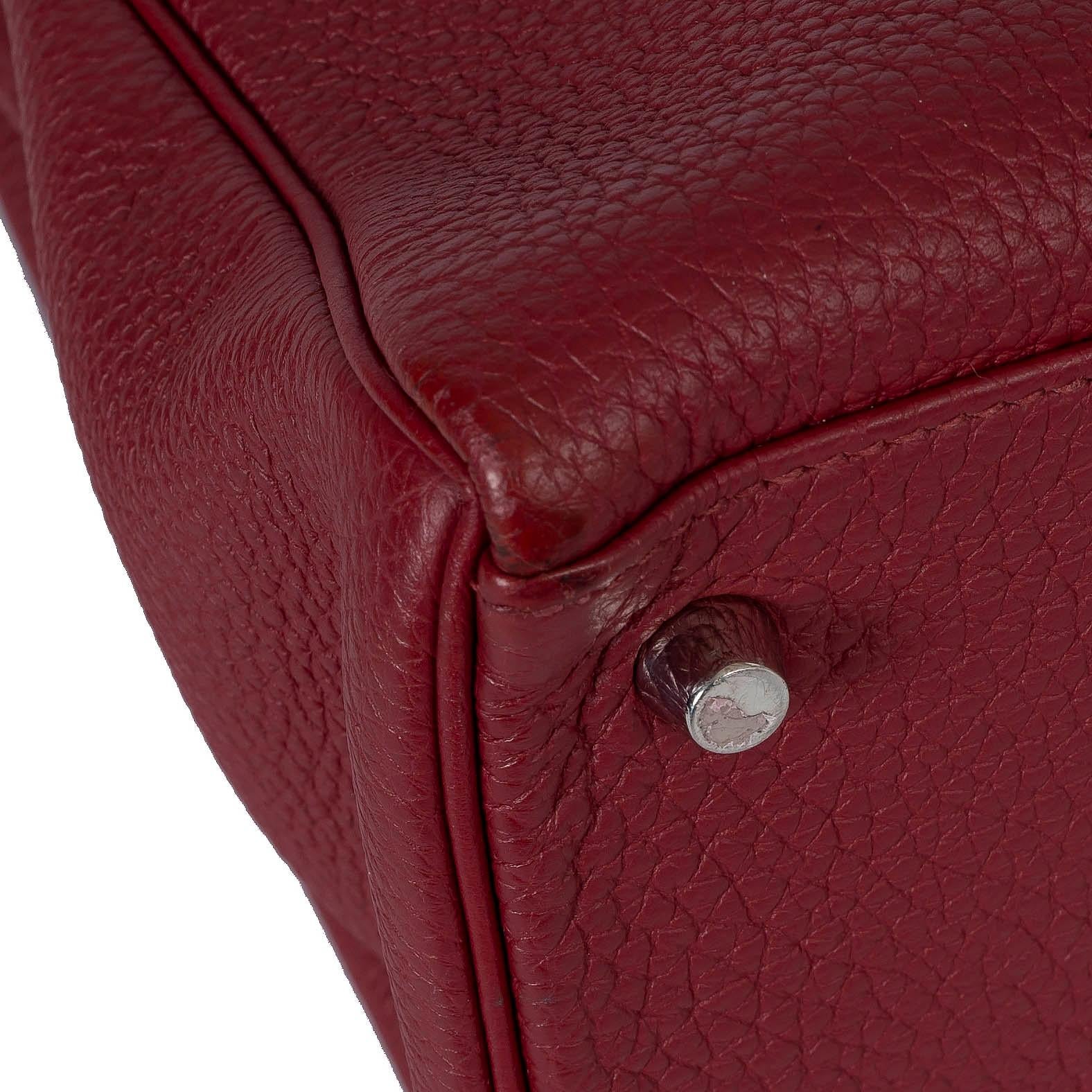 HERMES Grenat red Clemence leather KELLY 35 RETOURNE Bag Phw For Sale 6
